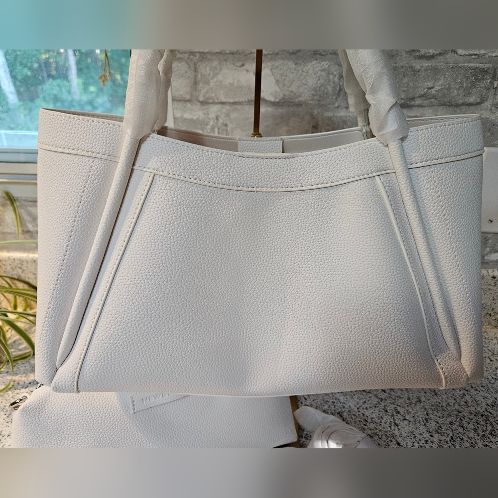 NWT NEWBELLA 2 PC White Women's Handbag Set With Travel Bag & Crossbody - Picture 7 of 14